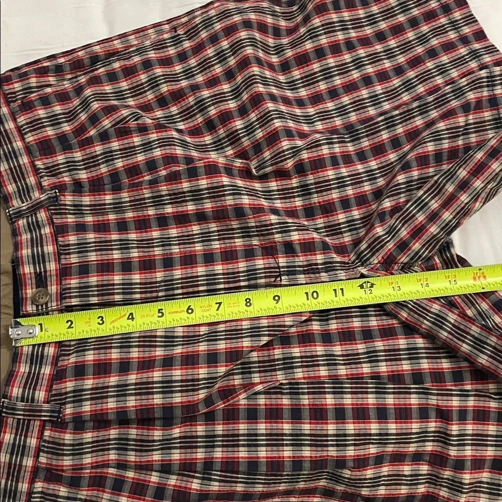 Tommy Hilfiger Vintage Red Black Plaid Pleated Shorts Mens Size 36